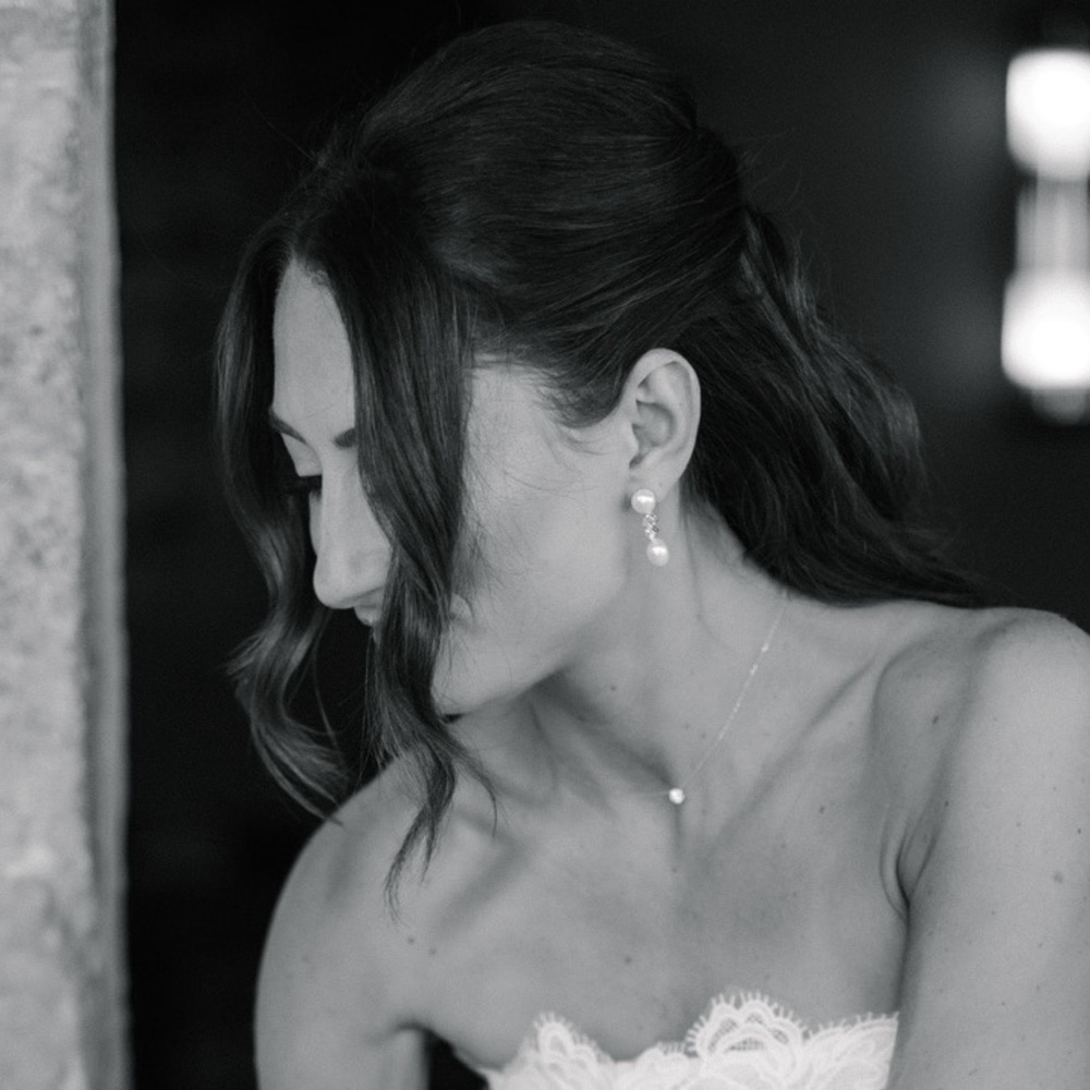 Pearl and Zirconia bridal earrings - Picture 7 of 7